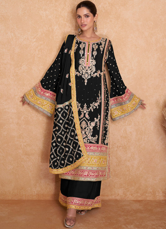 Velvet Semi-Stitched Outfit with Stunning Embroidered Detailing